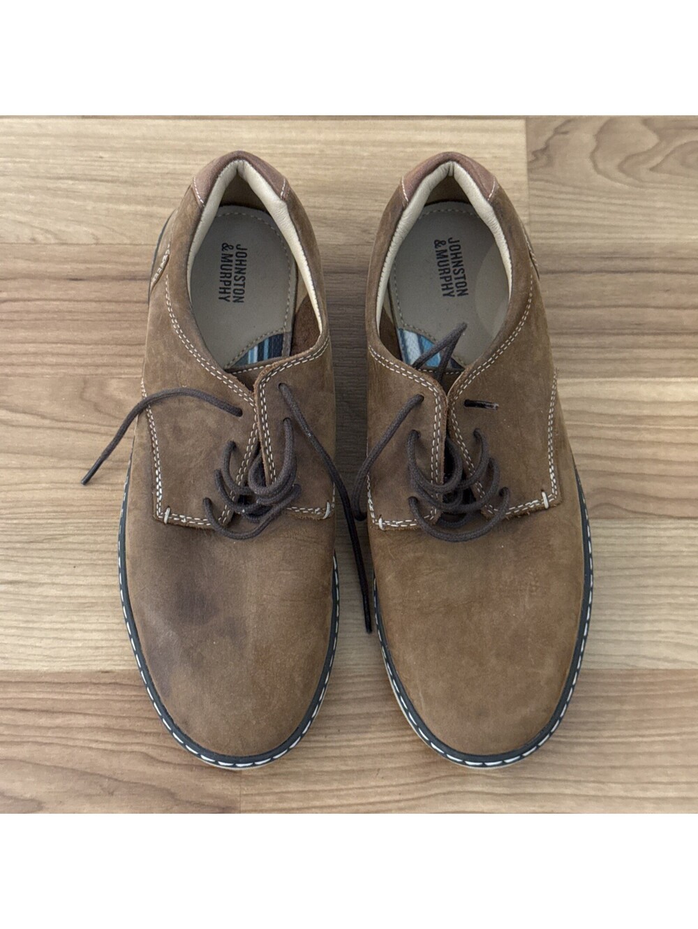 Johnston Murphy McGuffey Shoes Sz 5 Casual Oxfords Brown Leather boys. worn 1x